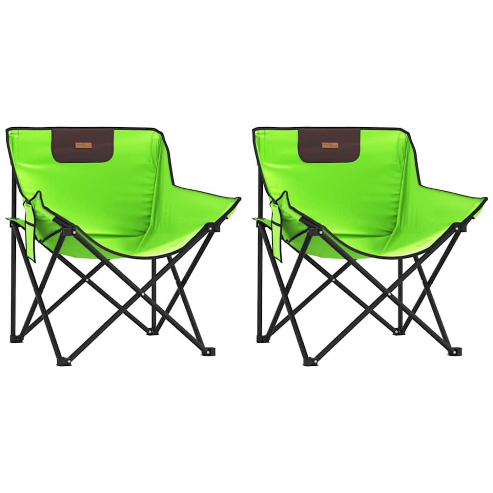 vidaXL Scaune de camping cu buzunar, pliabile, 2 buc., verde