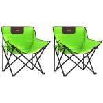 vidaXL Scaune de camping cu buzunar, pliabile, 2 buc., verde