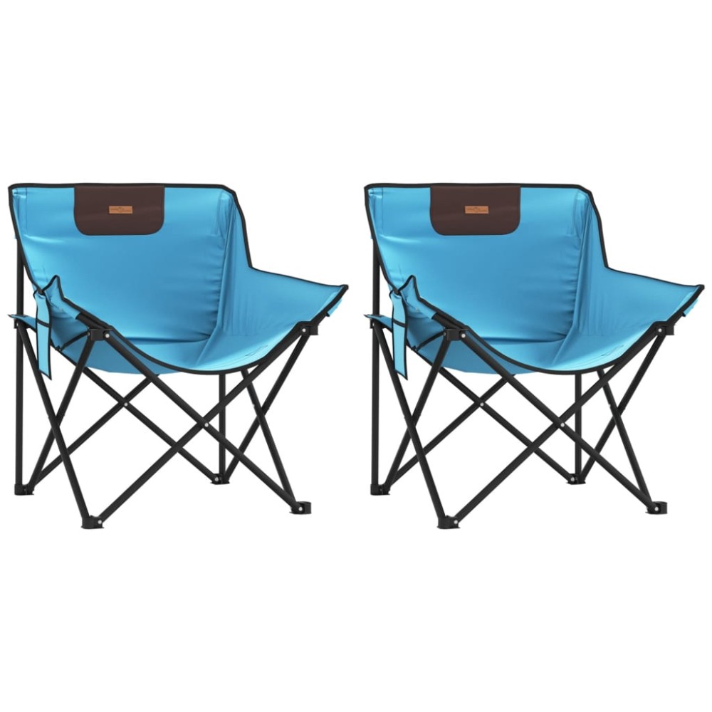 vidaXL Scaune de camping cu buzunar, pliabile, 2 buc., albastru aprins