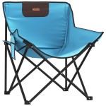 vidaXL Scaune de camping cu buzunar, pliabile, 2 buc., albastru aprins