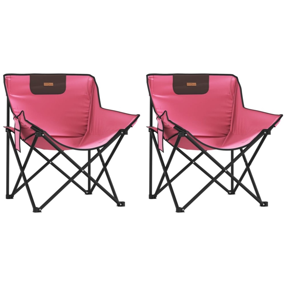 vidaXL Scaune de camping cu buzunar, pliabile, 2 buc., roz