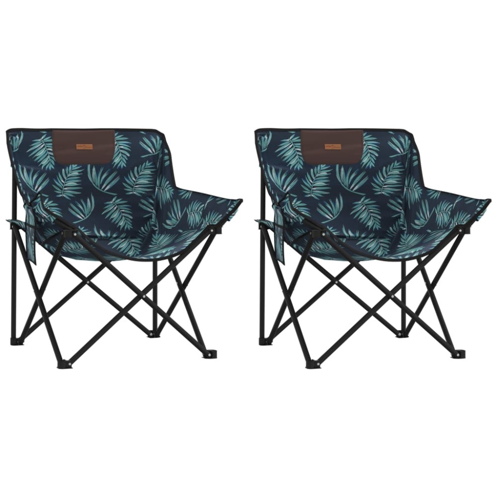 vidaXL Scaune de camping cu buzunar, pliabile, 2 buc., model frunze