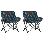 vidaXL Scaune de camping cu buzunar, pliabile, 2 buc., model frunze
