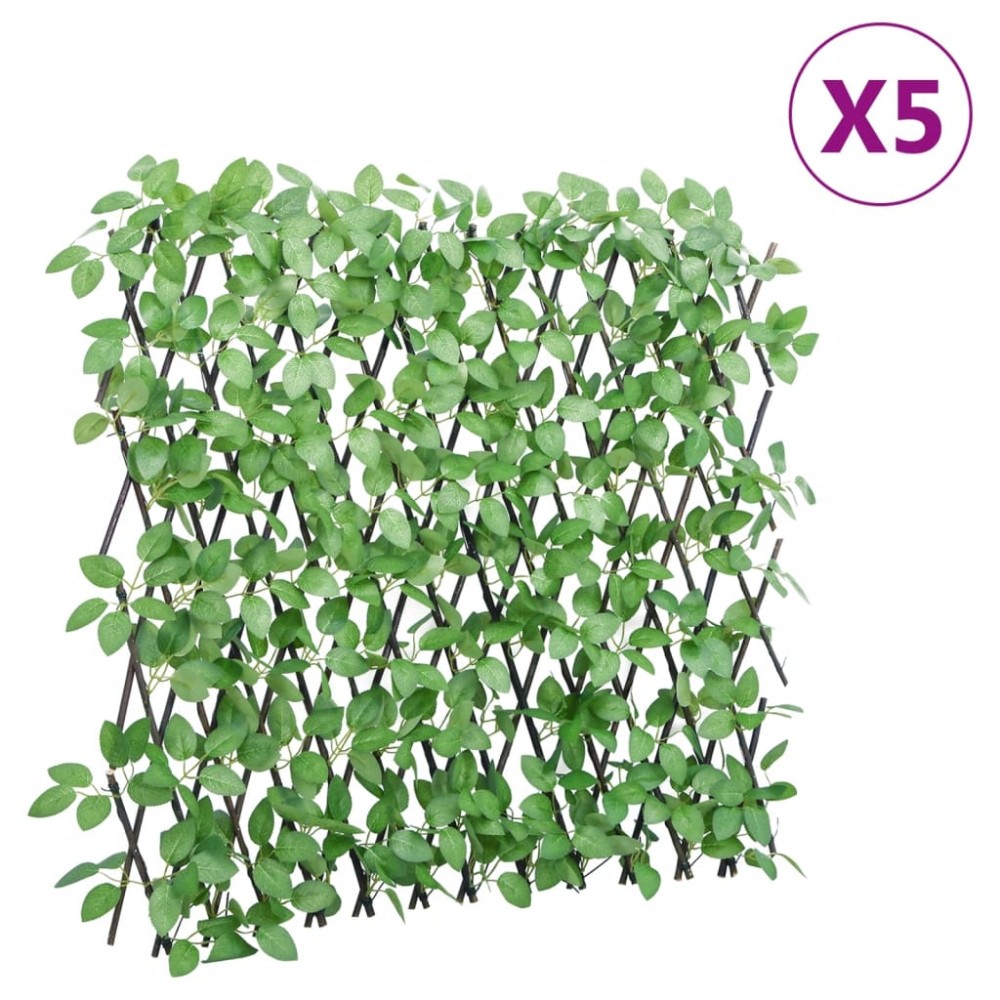 vidaXL Spalier iederă artificială extensibil, 5 buc., verde, 180x65 cm