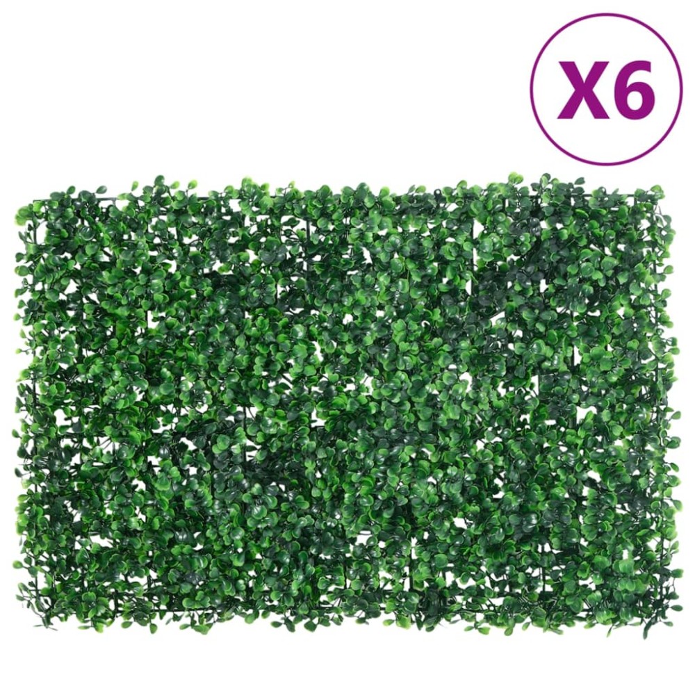  vidaXL Gard din frunze de arbust artificiale, 6 buc., verde, 40x60 cm