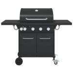 vidaXL Grătar pe gaz cu 5 arzătoare, negru, oțel vopsit electrostatic vidaXL Grătar pe gaz cu 5 arzătoare, negru, oțel vopsit electrostatic