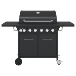 vidaXL Grătar pe gaz cu 7 arzătoare, negru, oțel vopsit electrostatic vidaXL Grătar pe gaz cu 7 arzătoare, negru, oțel vopsit electrostatic