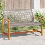 vidaXL Bancă de grădină, gri, 112 cm, poliratan și lemn de acacia vidaXL Bancă de grădină, gri, 112 cm, poliratan și lemn de acacia