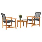vidaXL Set mobilier bistro, 3 piese, poliratan negru/lemn de acacia vidaXL Set mobilier bistro, 3 piese, poliratan negru/lemn de acacia