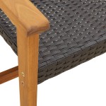 vidaXL Set mobilier bistro, 3 piese, poliratan negru/lemn de acacia vidaXL Set mobilier bistro, 3 piese, poliratan negru/lemn de acacia