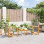 vidaXL Set bistro de grădină, 3 piese, gri, poliratan și lemn acacia vidaXL Set bistro de grădină, 3 piese, gri, poliratan și lemn acacia