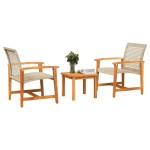 vidaXL Set mobilier bistro, 3 piese, poliratan bej/lemn de acacia vidaXL Set mobilier bistro, 3 piese, poliratan bej/lemn de acacia