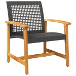 vidaXL Set mobilier de grădină, 5 piese, poliratan negru/lemn acacia vidaXL Set mobilier de grădină, 5 piese, poliratan negru/lemn acacia