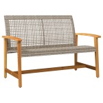 vidaXL Set mobilier de grădină, 5 piese, poliratan gri/lemn de acacia vidaXL Set mobilier de grădină, 5 piese, poliratan gri/lemn de acacia
