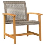 vidaXL Set mobilier de grădină, 5 piese, poliratan gri/lemn de acacia vidaXL Set mobilier de grădină, 5 piese, poliratan gri/lemn de acacia