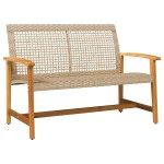 vidaXL Set mobilier de grădină, 5 piese, poliratan bej/lemn de acacia