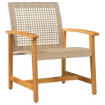 vidaXL Set mobilier de grădină, 5 piese, poliratan bej/lemn de acacia