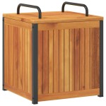 vidaXL Cutie de perne de exterior 45x45x45/53cm lemn masiv acacia/oțel vidaXL Cutie de perne de exterior 45x45x45/53cm lemn masiv acacia/oțel