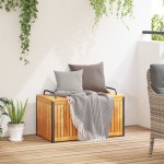 vidaXL Cutie de perne de exterior 85x45x45/53cm lemn masiv acacia/oțel vidaXL Cutie de perne de exterior 85x45x45/53cm lemn masiv acacia/oțel