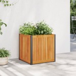 vidaXL Jardinieră de grădină, 45x45x44 cm, lemn masiv acacia/oțel vidaXL Jardinieră de grădină, 45x45x44 cm, lemn masiv acacia/oțel