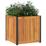 vidaXL Jardinieră de grădină, 45x45x44 cm, lemn masiv acacia/oțel vidaXL Jardinieră de grădină, 45x45x44 cm, lemn masiv acacia/oțel