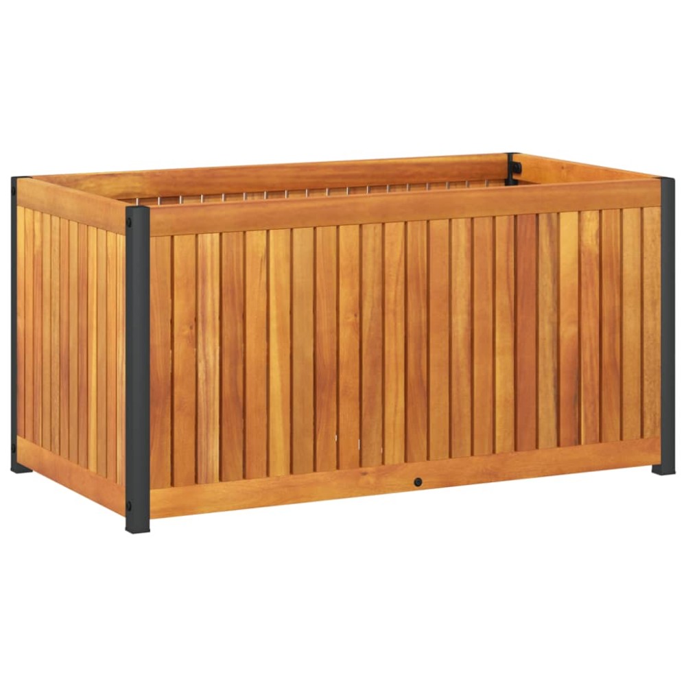 vidaXL Jardinieră de grădină, 85x45x44 cm, lemn masiv acacia/oțel