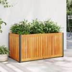 vidaXL Jardinieră de grădină, 85x45x44 cm, lemn masiv acacia/oțel vidaXL Jardinieră de grădină, 85x45x44 cm, lemn masiv acacia/oțel