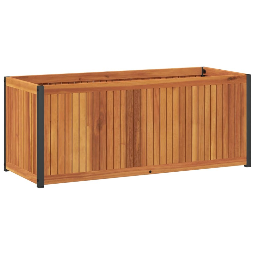 vidaXL Jardinieră de grădină, 110x45x44 cm, lemn masiv acacia/oțel