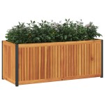 vidaXL Jardinieră de grădină, 110x45x44 cm, lemn masiv acacia/oțel