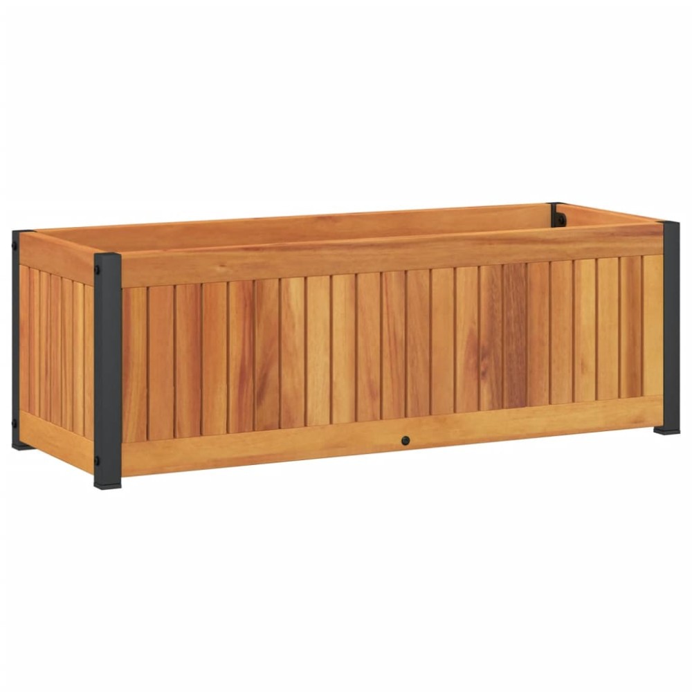 vidaXL Jardinieră de grădină, 80x30x27,5 cm, lemn masiv acacia/oțel