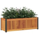 vidaXL Jardinieră de grădină, 80x30x27,5 cm, lemn masiv acacia/oțel vidaXL Jardinieră de grădină, 80x30x27,5 cm, lemn masiv acacia/oțel