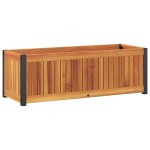 vidaXL Jardinieră de grădină, 80x30x27,5 cm, lemn masiv acacia/oțel vidaXL Jardinieră de grădină, 80x30x27,5 cm, lemn masiv acacia/oțel