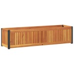 vidaXL Jardinieră de grădină, 110x30x27,5 cm, lemn masiv acacia/oțel