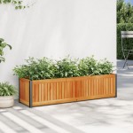 vidaXL Jardinieră de grădină, 110x30x27,5 cm, lemn masiv acacia/oțel