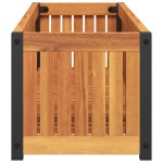 vidaXL Jardinieră de grădină, 110x30x27,5 cm, lemn masiv acacia/oțel