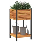 vidaXL Jardinieră de grădină cu raft 45x45x80cm lemn masiv acacia/oțel vidaXL Jardinieră de grădină cu raft 45x45x80cm lemn masiv acacia/oțel
