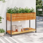 vidaXL Jardinieră grădină cu raft 110x45x80cm lemn masiv acacia/oțel
