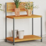 vidaXL Masa de lucru de grădină 90x50x110 cm lemn masiv acacia și oțel vidaXL Masa de lucru de grădină 90x50x110 cm lemn masiv acacia și oțel