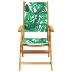 vidaXL Scaune grădină 2 buc., model frunze, lemn masiv acacia textil vidaXL Scaune grădină 2 buc., model frunze, lemn masiv acacia textil