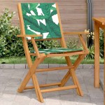 vidaXL Scaune grădină 2 buc., model frunze, lemn masiv acacia textil vidaXL Scaune grădină 2 buc., model frunze, lemn masiv acacia textil
