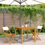 vidaXL Scaune de bistro 2 buc., textil alb crem și lemn masiv acacia vidaXL Scaune de bistro 2 buc., textil alb crem și lemn masiv acacia