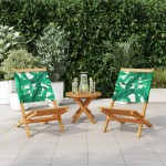 vidaXL Scaune grădină 2 buc., model frunze, lemn masiv acacia textil vidaXL Scaune grădină 2 buc., model frunze, lemn masiv acacia textil