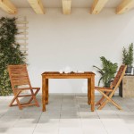 vidaXL Scaune de grădină pliabile, 2 buc., lemn masiv acacia