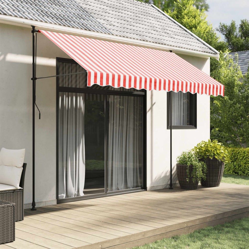 vidaXL Pânză de rezervă copertină, roșie și albă, 3x2,5 m