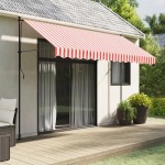 vidaXL Pânză de rezervă copertină, dungi roșii și albe, 3,5x2,5 m