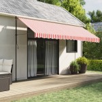 vidaXL Pânză copertină de rezervă, dungi roșii și albe, 4,5x3 m vidaXL Pânză copertină de rezervă, dungi roșii și albe, 4,5x3 m
