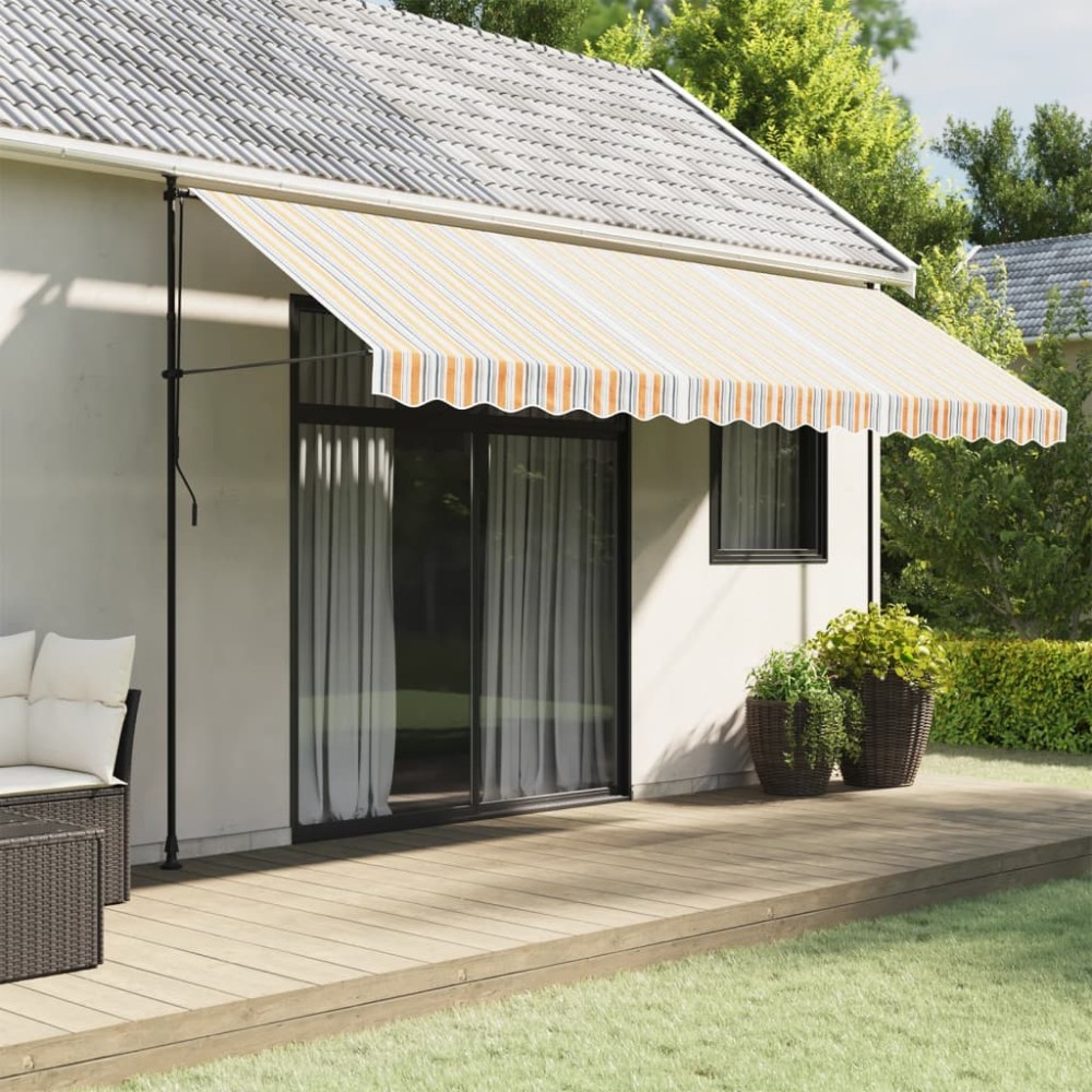 vidaXL Pânză de rezervă copertină, dungi multicolore, 4,5x3 m