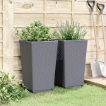 vidaXL Jardiniere de grădină, 2 buc., albastru gri, 32,5x32,5x57 cm, PP