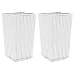 vidaXL Jardiniere de grădină, 2 buc., alb, 32,5x32,5x57 cm, PP vidaXL Jardiniere de grădină, 2 buc., alb, 32,5x32,5x57 cm, PP