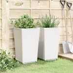 vidaXL Jardiniere de grădină, 2 buc., alb, 32,5x32,5x57 cm, PP vidaXL Jardiniere de grădină, 2 buc., alb, 32,5x32,5x57 cm, PP